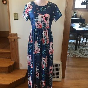 Blue Floral Maxi Dress